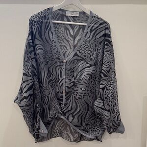 Gray Animal Print Women's Top